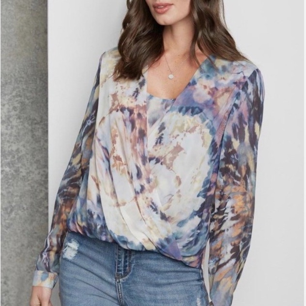 100% silk Fifteen Twenty Colorful Swirl Blouse